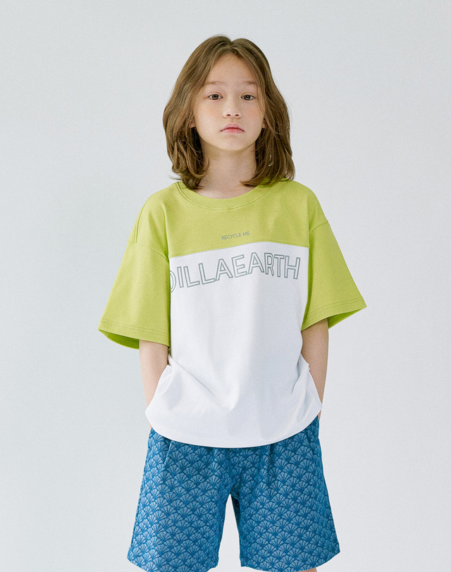 딜라어스 DILLAEARTH COLOURWAY RECYCLE SHORT-SLEEVED T-SHIRT FLUORESCENCE 착용컷