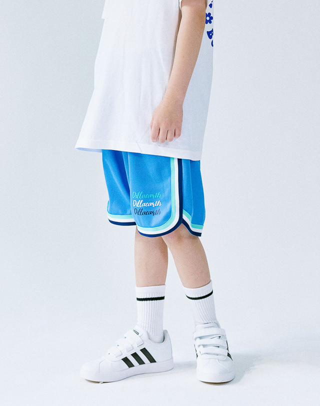 딜라어스 DILLAEARTH LOGO MESH SHORTS BLUE 착용컷