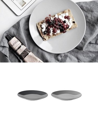 스텔톤 엠마 원형 플레이트 접시 그레이 2pcs