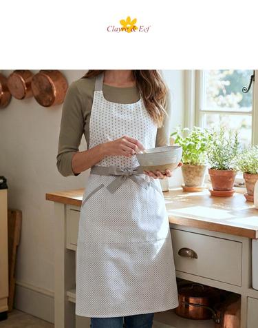 클레어앤에프 앞치마 아이린 도트 그레이