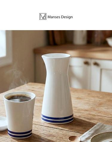 만세스 클래식 밀크저그 블루라인 본차이나 시럽 소스기 450ml