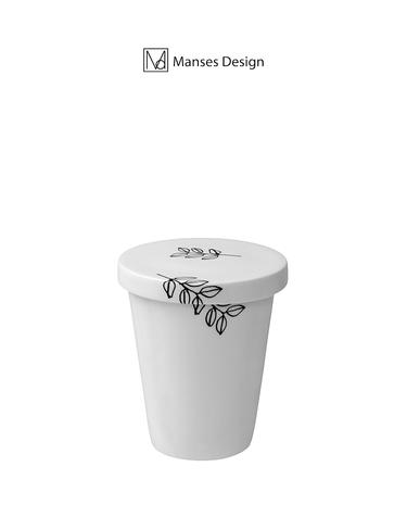 만세스 모던 커피잔 블랙 나뭇잎 라운드 홈카페 본차이나 컵세트 350ml