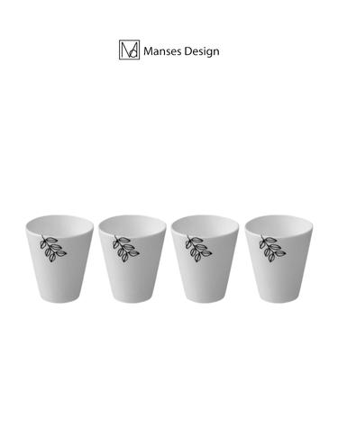 만세스 블랙 나뭇잎 에그컵 소주잔 정종잔 샷잔 (4p/1set)