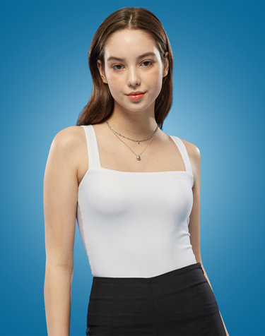 WOMEN 이너 레이어드 슬림 무지 끈나시 [WHITE] 나시 티셔츠