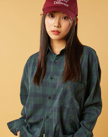 [기모] 오버핏 안나 가을 겨울 체크 셔츠 [GREEN] KCL.