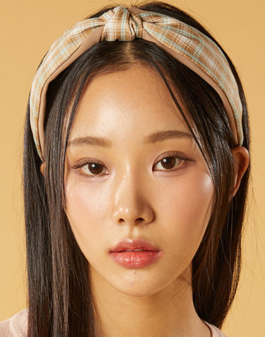 반다나 프레피 체크 헤어밴드 머리띠 [BEIGE]