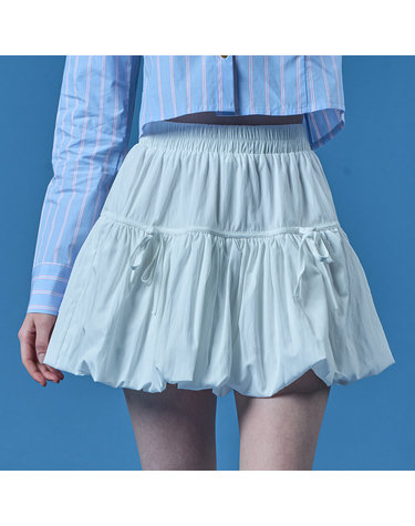 벌룬 리본 플레어 밴딩 미니스커트 치마바지 [WHITE] KCL.