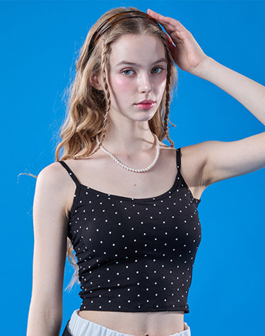 멜빈 내장브라탑 크롭 도트 탱크탑 나시 [BLACK] 이너 KCL.