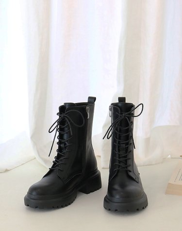 머랭고 소가죽 잇핏 레이스업 미들부츠 경량창 4.5cm M24W05L