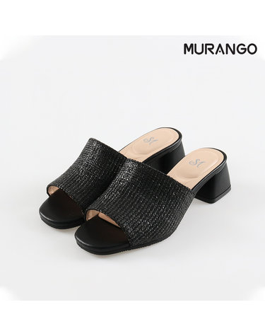 머랭고 내추럴 라탄 슬리퍼힐 블랙 4cm MW21M15LBK