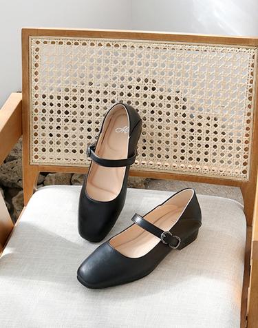 머랭고 소가죽 메리제인슈즈 블랙 2cm (M23S06LBK)