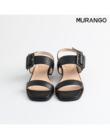 머랭고 소가죽 매트버클 스트랩샌들 블랙 3cm (M23M07LBK)