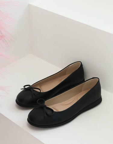 머랭고 소가죽 접히는 리본 플랫슈즈 경량 1cm M23F08BE