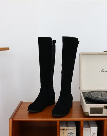[머랭고] 소가죽 스웨이드 스판 롱부츠 3.5cm M22W09L