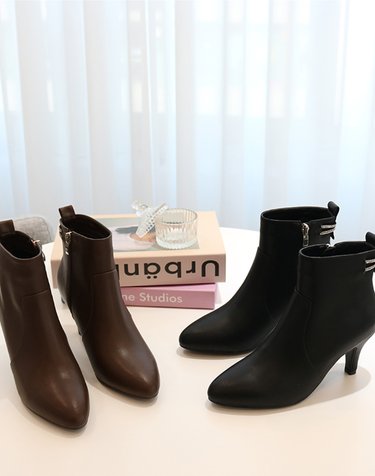 [머랭고] 백슬릿 앵클부츠힐 천연소가죽 7cm M23W04L