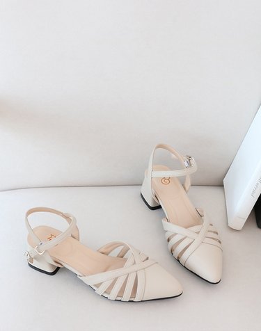 머랭고 천연소가죽 아델 미들힐샌들 5cm M24M01L