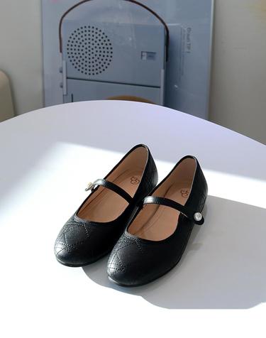머랭고 소가죽 진주 메리제인 플랫슈즈 1cm M25S03L