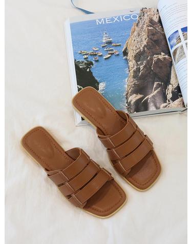 머랭고 천연소가죽 내추럴무드 슬리퍼 1.5cm M25M02L