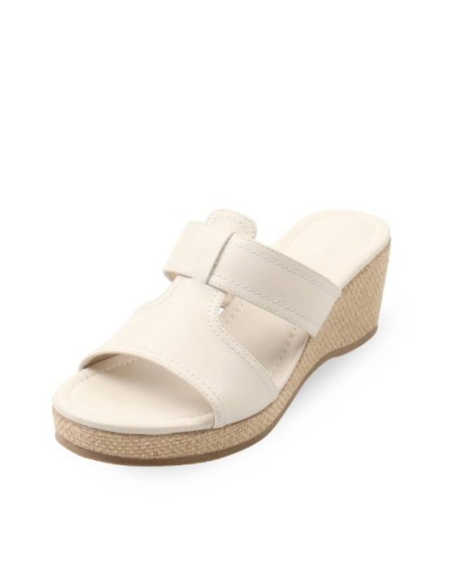 머랭고 머랭고 천연소가죽 브리즈 웨지힐 슬리퍼 6cm M25M06L 착용컷