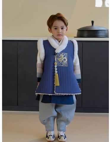 청단 누빔 털배자
