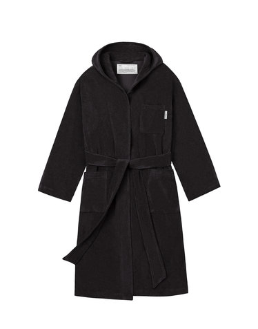 HOODED COMFY TERRY ROBE_CHARCOAL