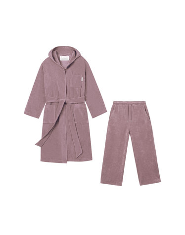 HOODED COMFY TERRY ROBE SET_INDIE PINK
