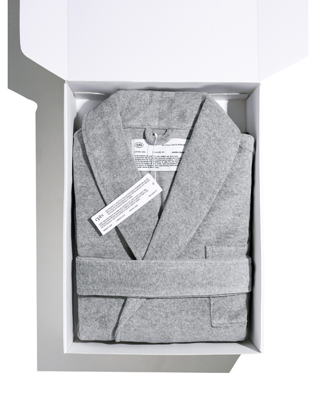 씨피티에스 UNISEX COMFY ROBE_MELANGE GREY 착용컷