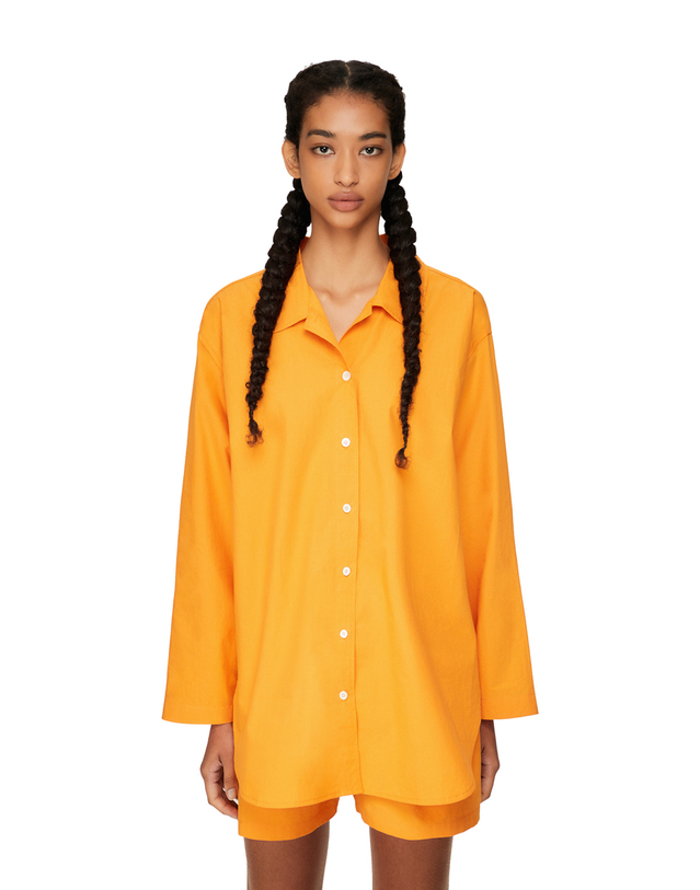 씨피티에스 POPLIN PAJAMAS SHIRTS_BRIGHT ORANGE 착용컷