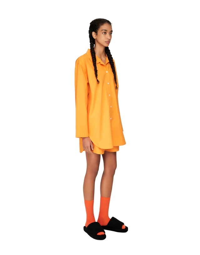 씨피티에스 POPLIN PAJAMAS SHIRTS_BRIGHT ORANGE 착용컷