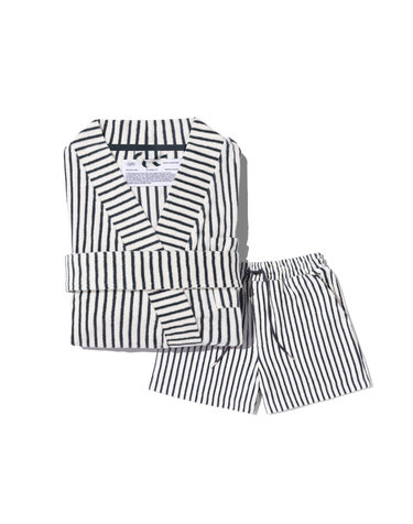 LIGHT TOWELING STRIPE ROBE SETS_NAVY