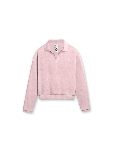 LONG SLEEVED TOWELING POLO SHIRTS_LIGHT PINK