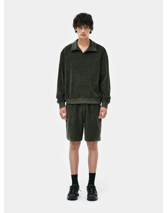 씨피티에스 CLASSIC TOWELING HALF SHORT_KAHKI 착용컷