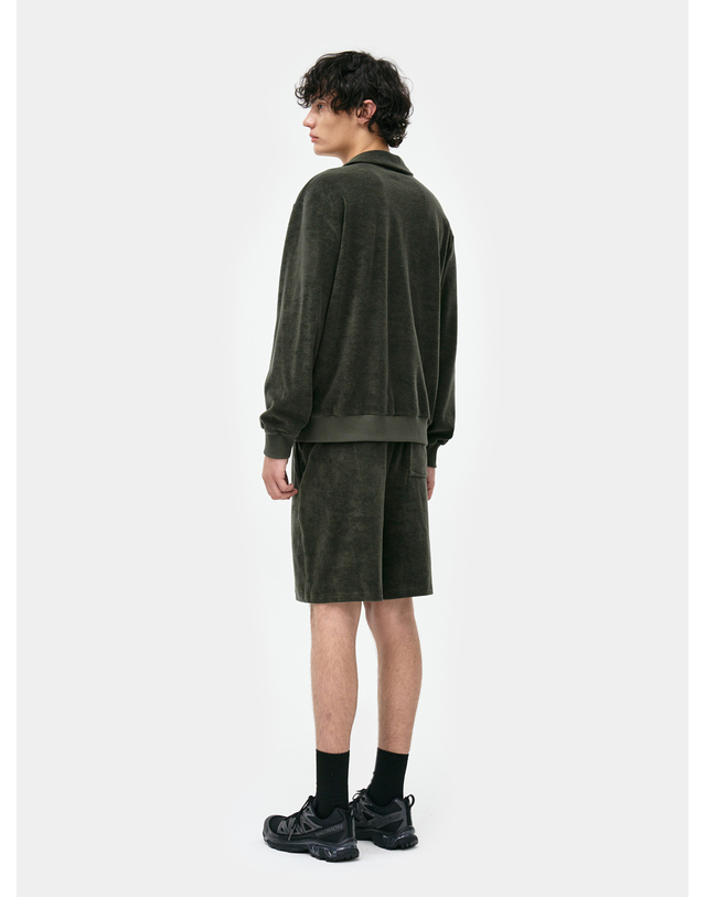 씨피티에스 CLASSIC TOWELING HALF SHORT_KAHKI 착용컷