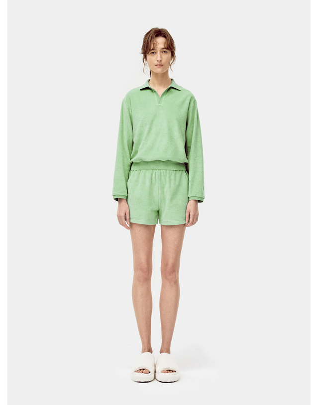 씨피티에스 LONG SLEEVED TOWELING POLO SHIRTS_MINT 착용컷