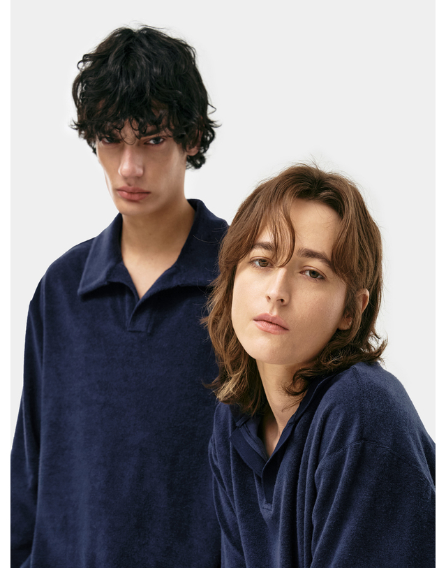씨피티에스 LONG SLEEVED TOWELING POLO SHIRTS_NAVY 착용컷