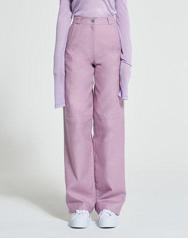 Stitch-Over Cotton Pants LILAC