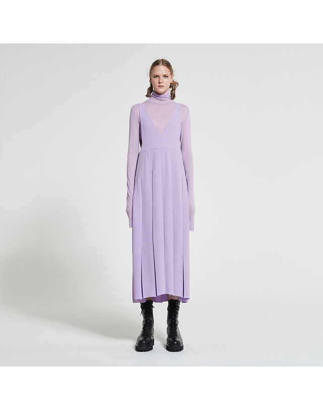 워브먼트 Crepe Pleats Dress LILAC 착용컷