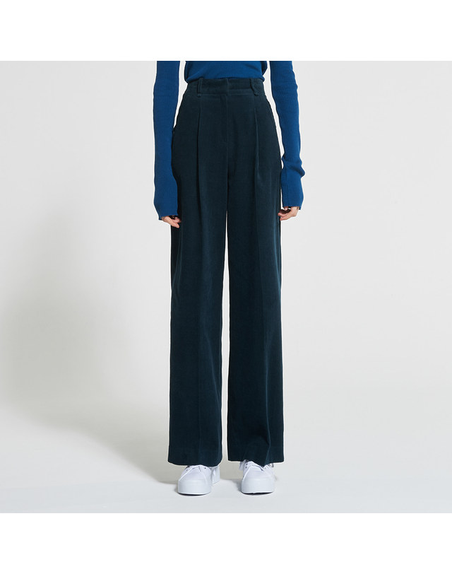 워브먼트 Corduroy High-Rise Wide Pants GREEN WBAFPA001GN 착용컷