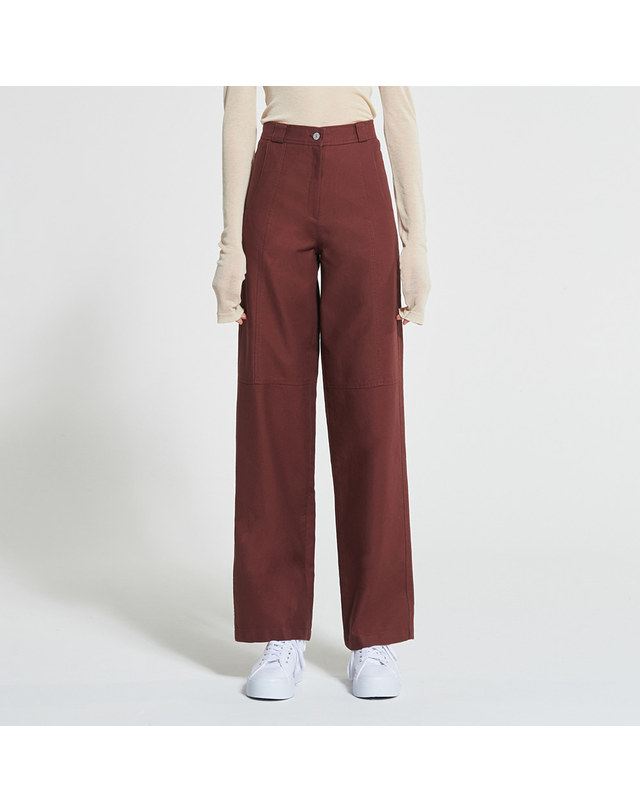 워브먼트 Stitch-Over Cotton Pants BURGUNDY 착용컷