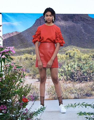 [22SS] Real Leather Mini Skirt - Red