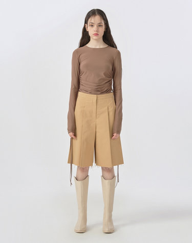 [22FW] Rough Cutting Cotton Bermuda Pants - Beige