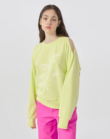 [22FW]TearsForLater Printing Sweatshirt-NeonGreen