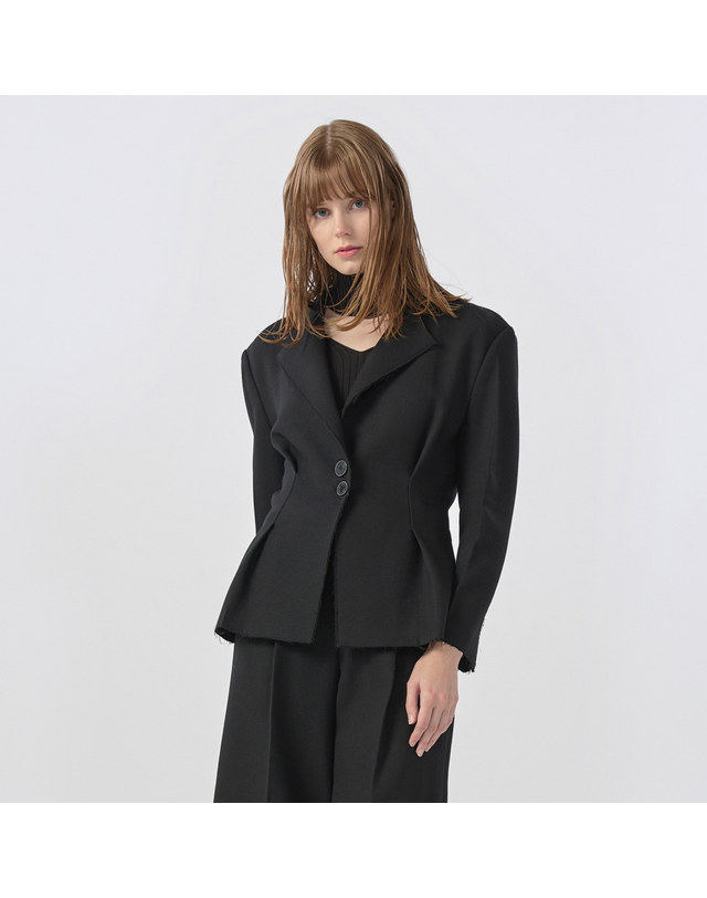 워브먼트 [22FW] Rough Cutting Wool Jacket - Black 착용컷