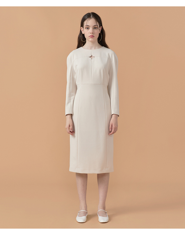 워브먼트 [22FW] Twinkle Point Jersey Dress - Sand 착용컷