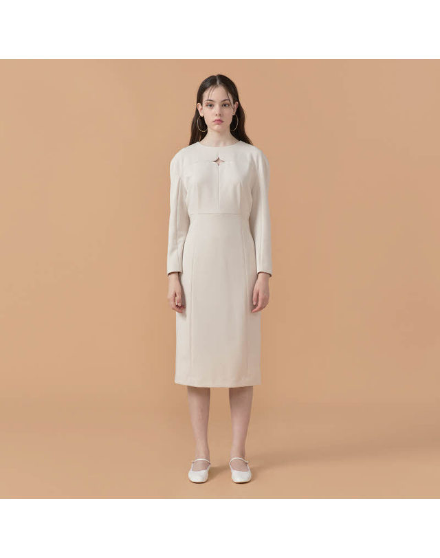 워브먼트 [22FW] Twinkle Point Jersey Dress - Sand 착용컷