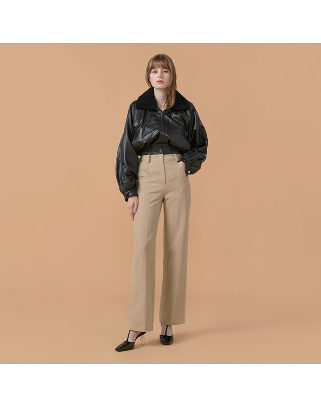 워브먼트 [22FW] Cotton Twill Straight Pants - Sand 착용컷