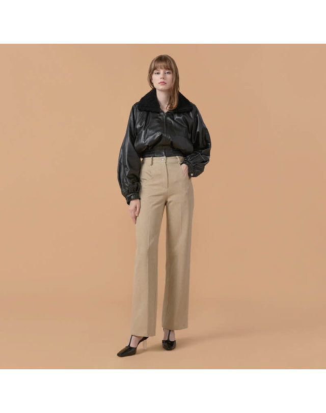 워브먼트 [22FW] Cotton Twill Straight Pants - Sand 착용컷