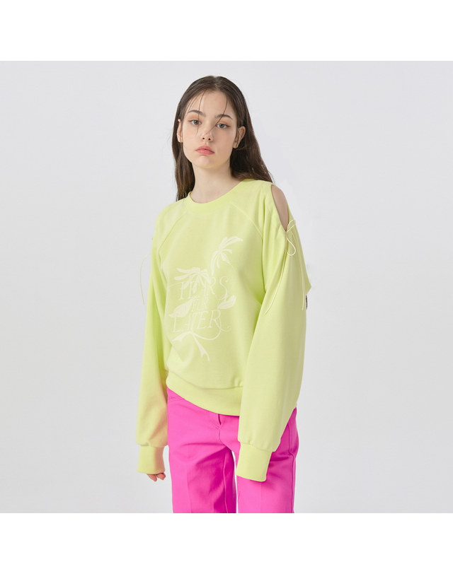 워브먼트 [22FW]TearsForLater Printing Sweatshirt-NeonGreen 착용컷