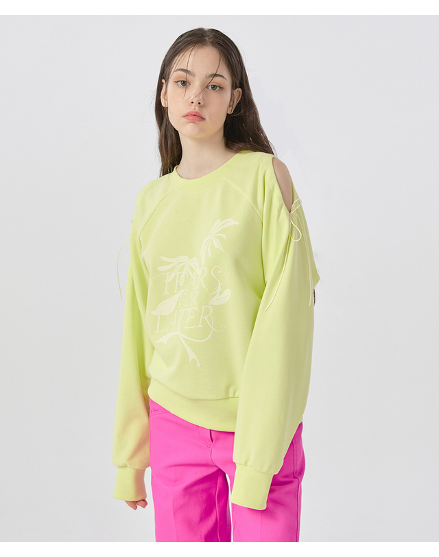워브먼트 [22FW]TearsForLater Printing Sweatshirt-NeonGreen 착용컷