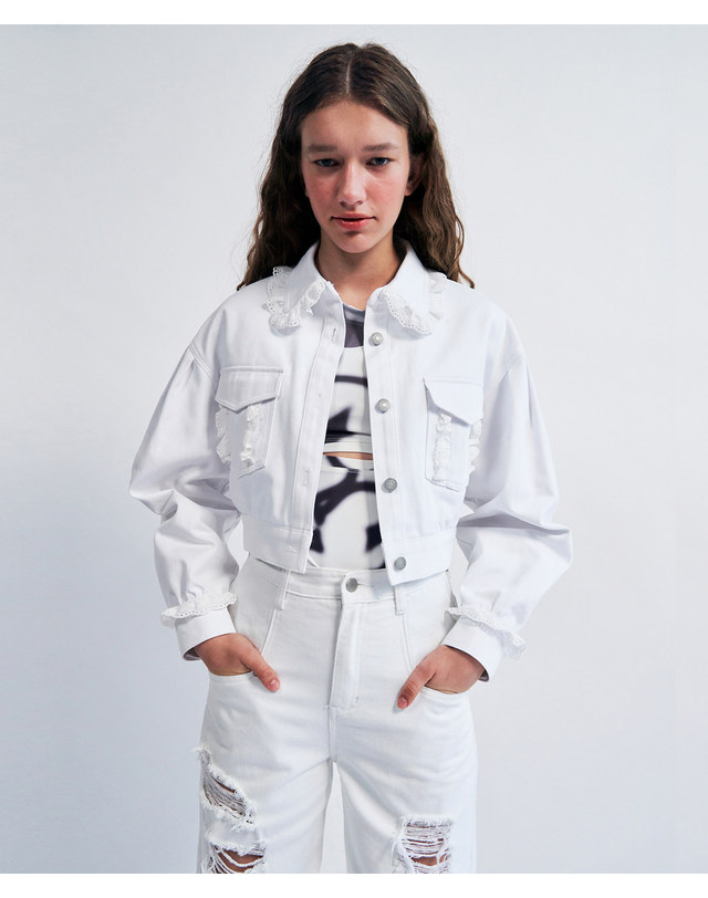 워브먼트 Rabbit Needlework Point Jacket WHITE WBCSJK002WH 착용컷